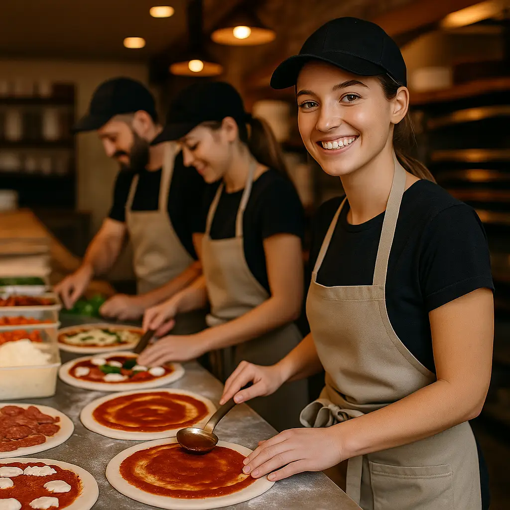Francesco Pizza team preparing fresh Italian pizzas in Camberwell